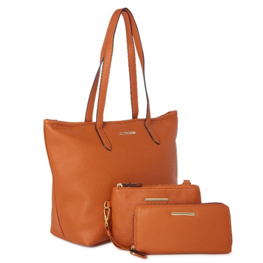 Time and Tru Women’s 3pc Handbag Set - Cognac